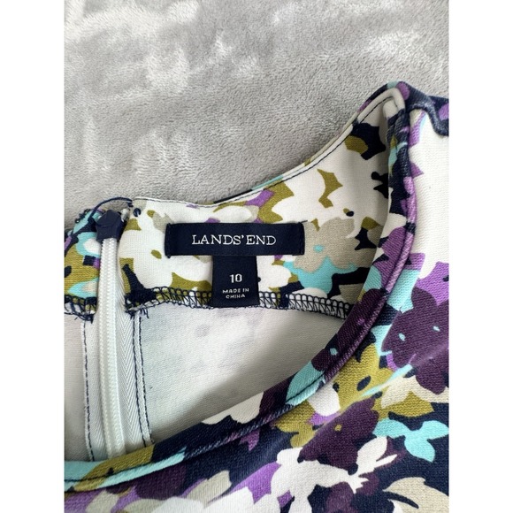LANDS END Size 10Women's Floral Print PONTE Knit Sheath DRESS Pockets PRETTY Z22 - Picture 3 of 7